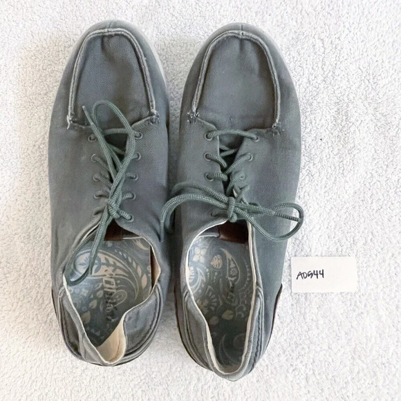 OluKai Manoa Mens 10.5 Casual Oxfords Lace Up Shoes Canvas Slip On Gray Comfort - Picture 9 of 12